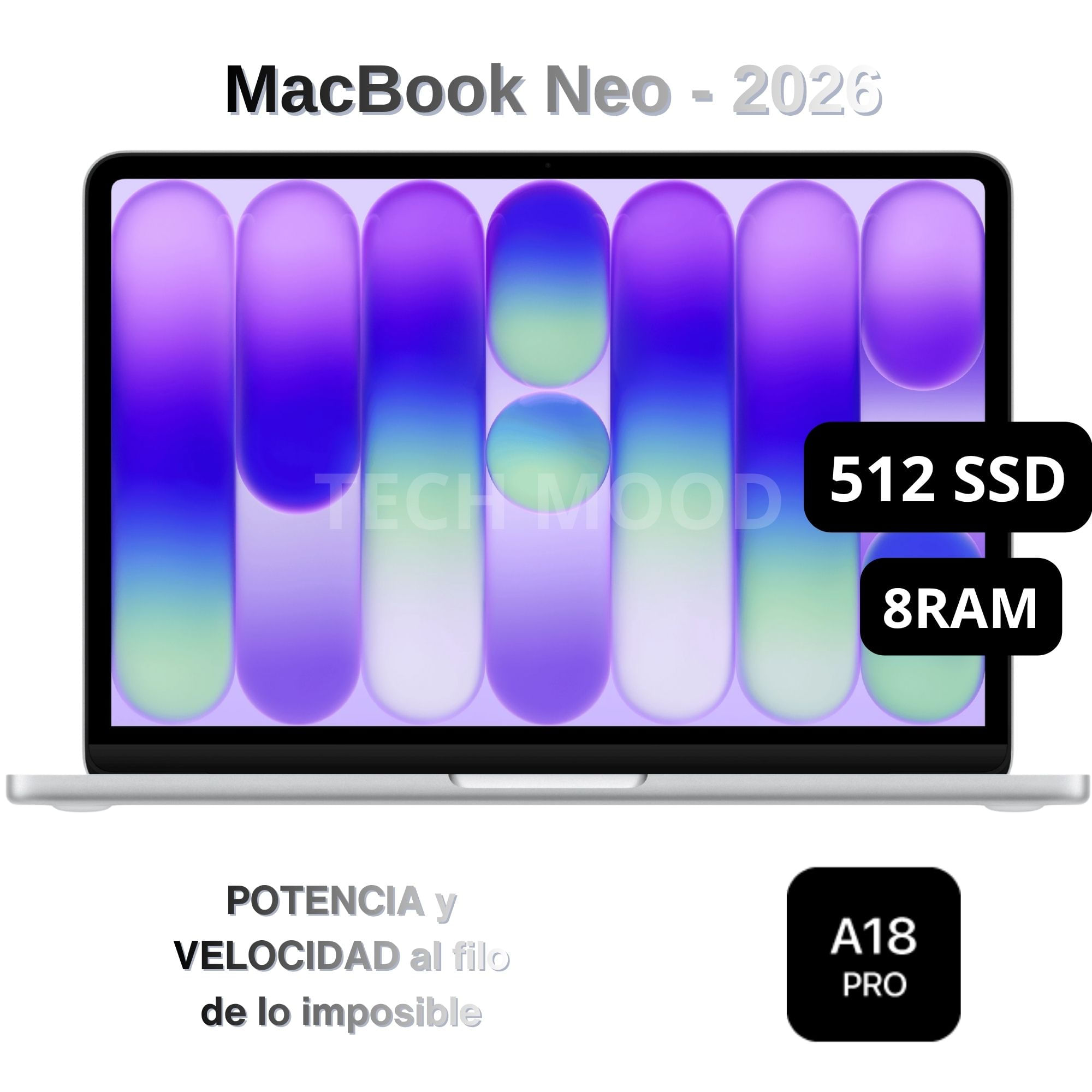 Apple Macbook Neo 2026 de 13'' Chip A18 Pro 8GB RAM 512GB SSD Teclado Inglés - Silver