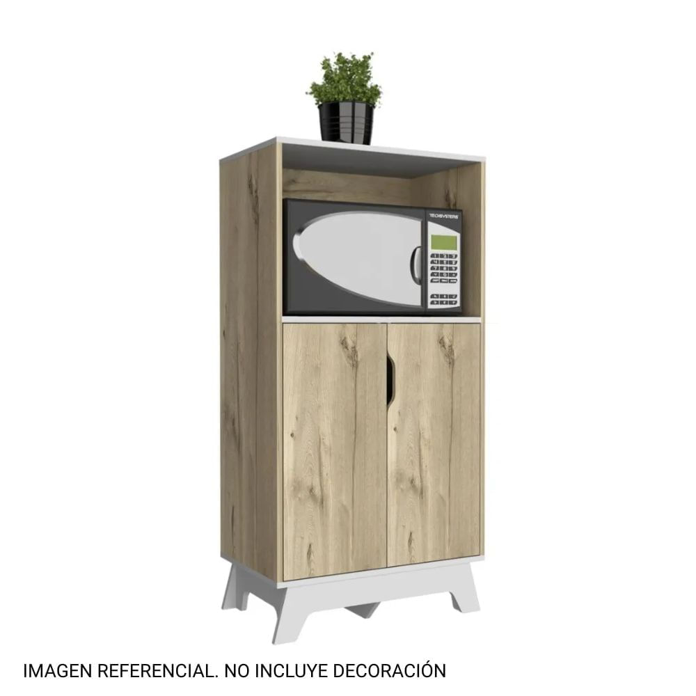 Mueble Microondas Bicolor 2 Puertas Melamina Duna/blanco Tuhome