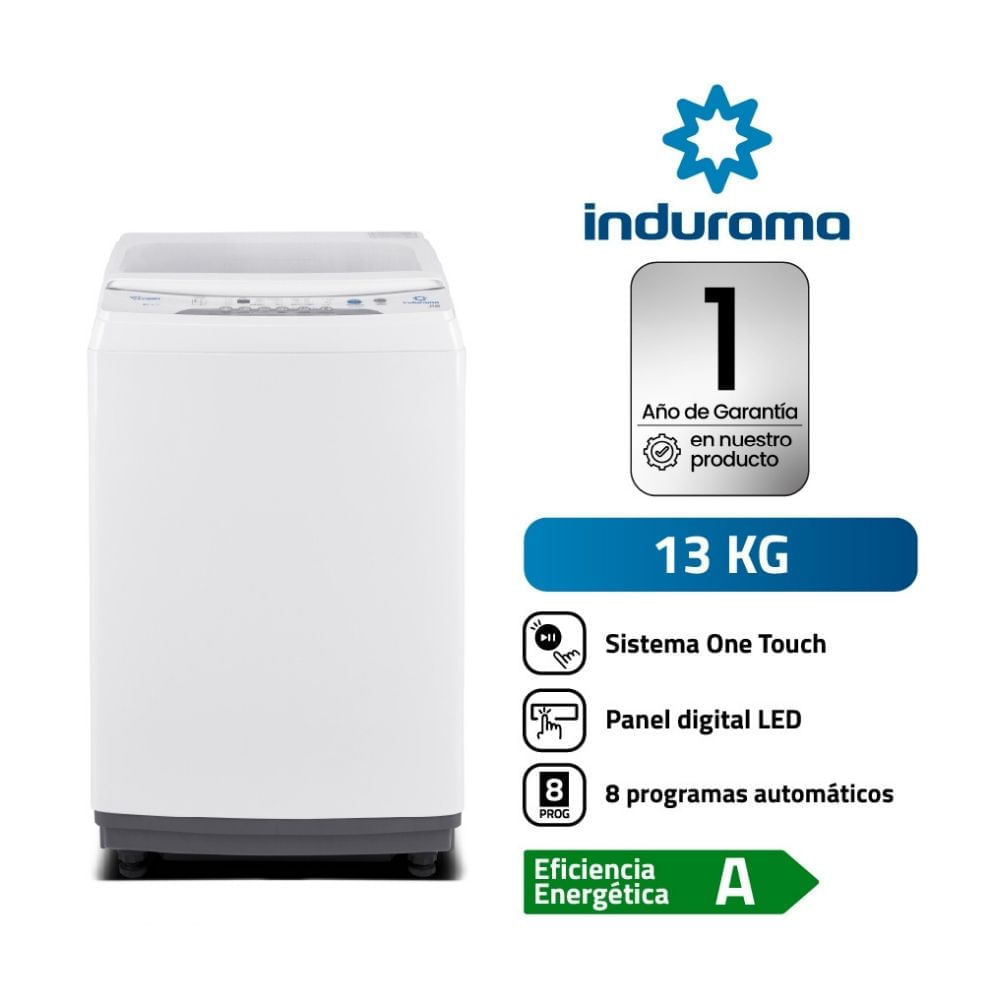 Lavadora Indurama LRI13BLA One Touch 13kg Blanca Eficiencia Energética A Lavadora Indurama LRI13BLA One Touch 13kg Blanca Eficiencia Energética A