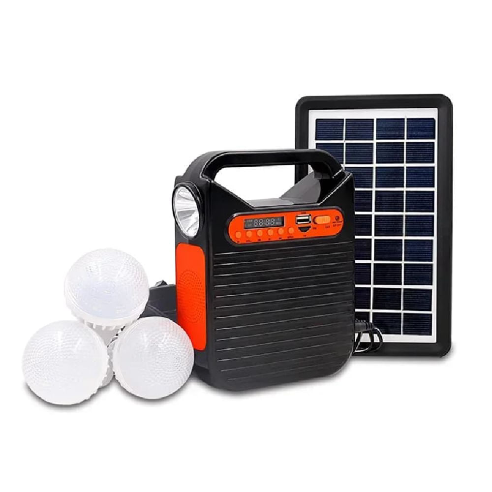 Kit Solar Portatil LED Multifuncional Parlante Radio FM Portatil