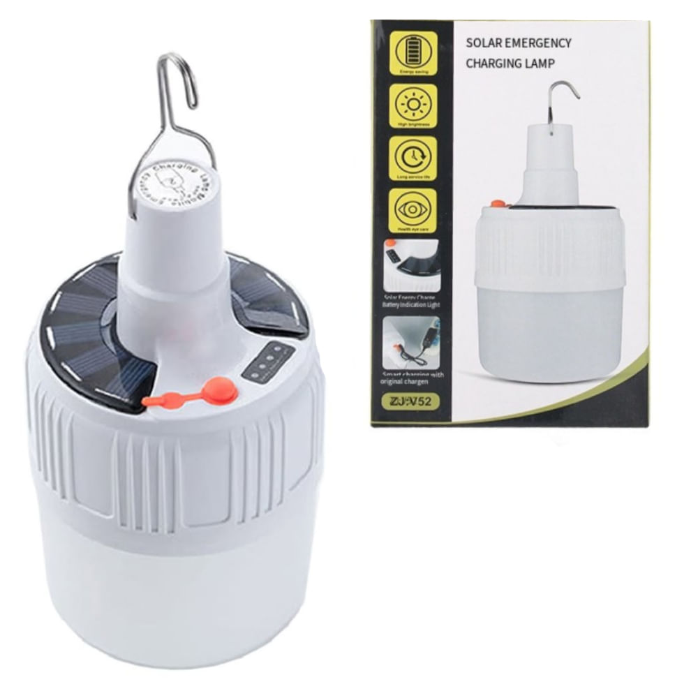 Foco Recargable con Panel Solar Luz LED Portatil