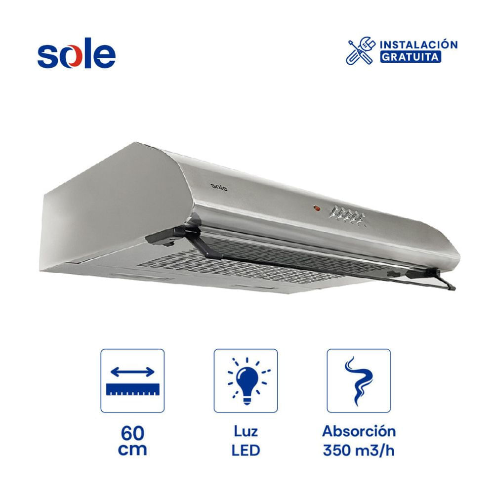 Campana Sole Atenea 60cm 1 Motor Acero Inoxidable