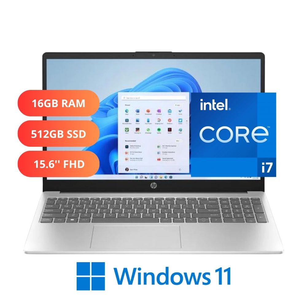 Laptop HP 15 15.6 táctil Intel Core i7 512GB SSD 16GB RAM Windows 11 Mochila y Mouse Natural Silver