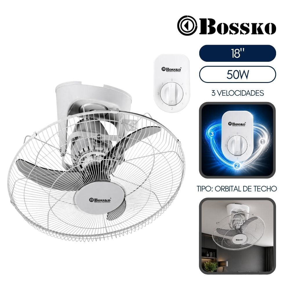 Ventilador Techo Motor Silencioso 50 Wats Orbital BK-8456VT