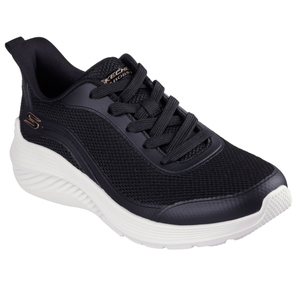 Zapatillas Urbanas Skechers Mujer Bobs Squad Waves 117483-Blk Negro ...