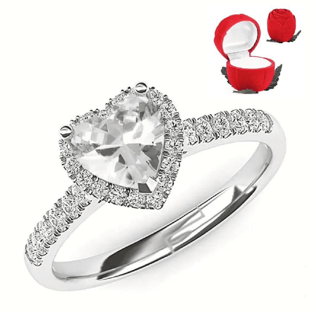Anillo Pandora Corazon Acero Plateado Regulable Color Blanco