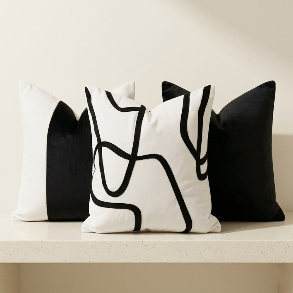 Set de 3 Fundas de Cojín Perla Noir 45x45 cm