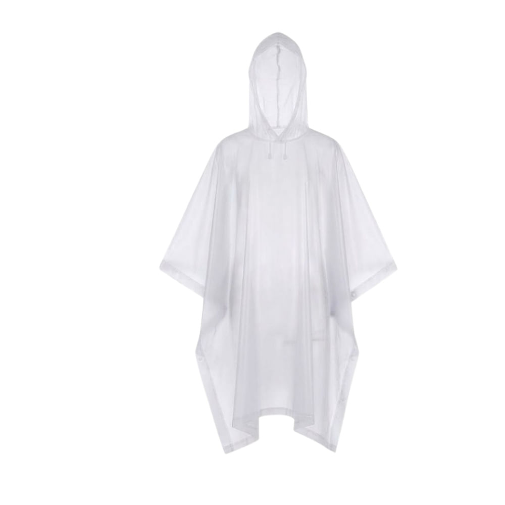 Poncho sin Mangas Cerrado con Capucha Ajustable y Botones Laterales EVA Blanco