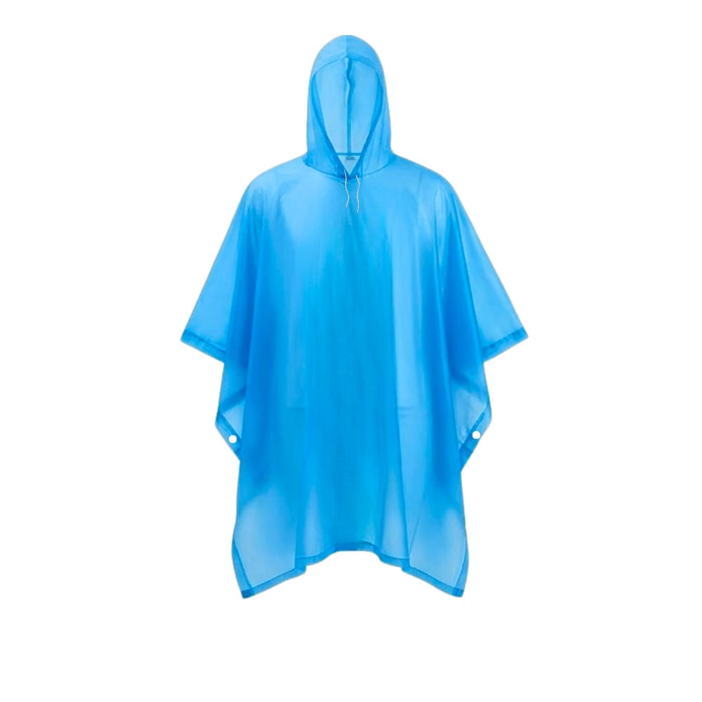 Poncho sin Mangas Cerrado con Capucha Ajustable y Botones Laterales EVA Azulino