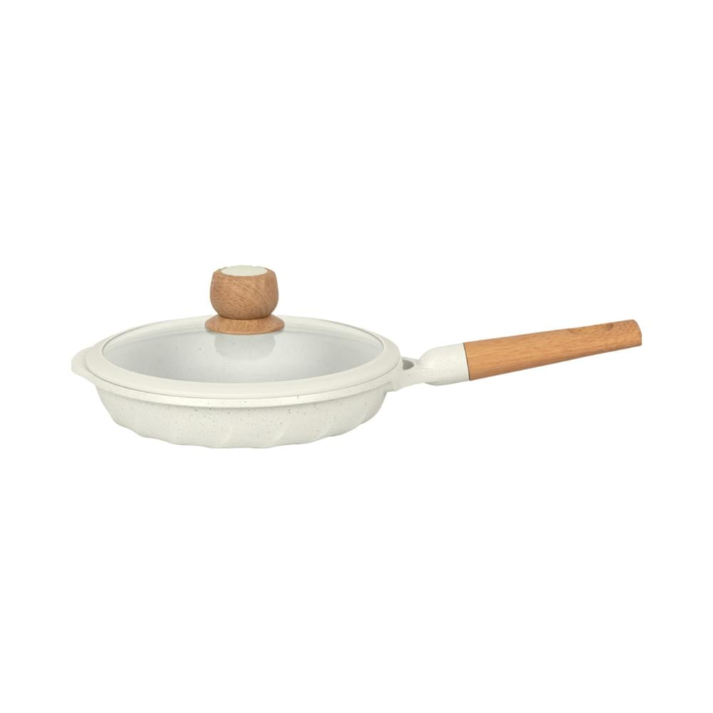 Sartén 22cm Antiadherente con Tapa Multiuso Cocina Crema