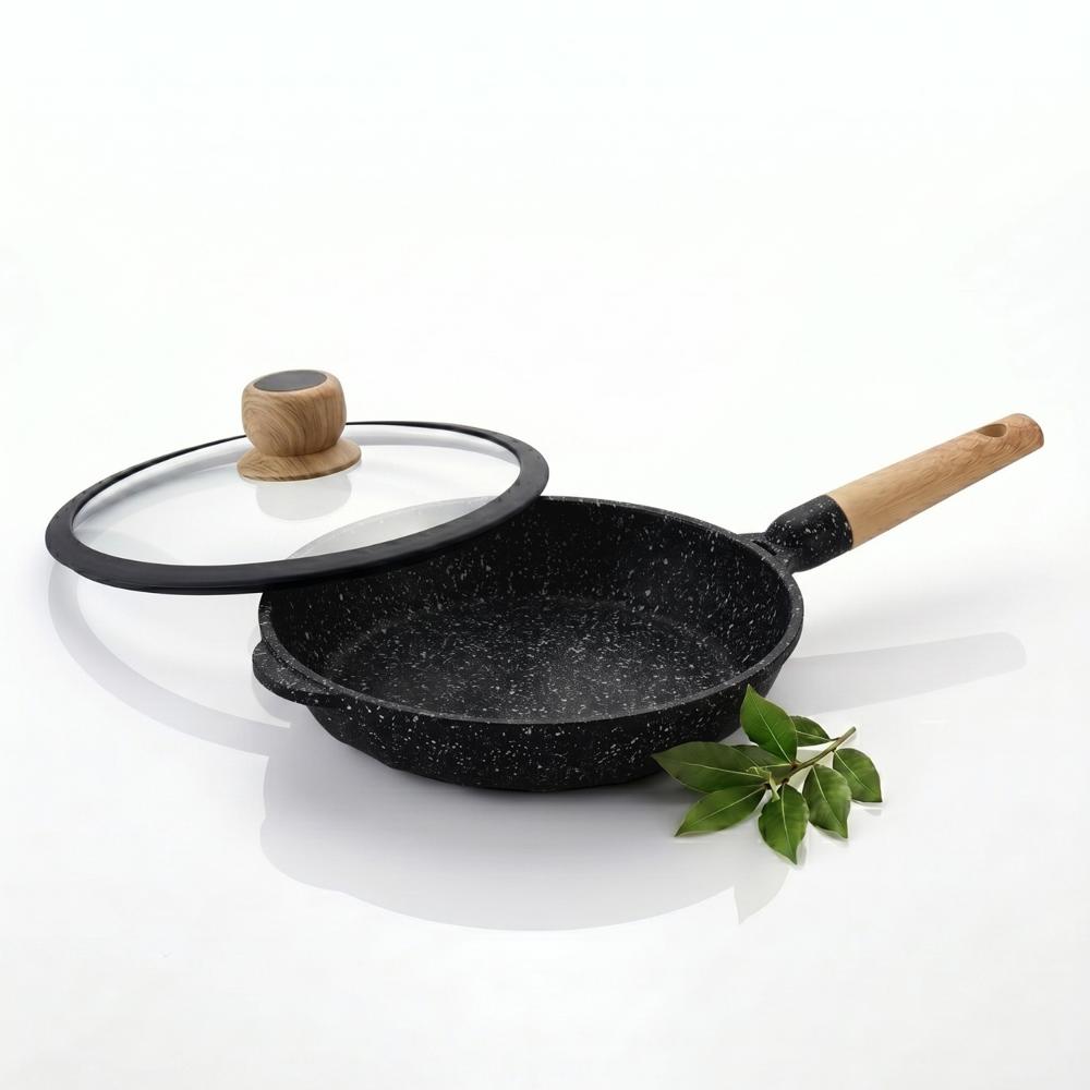 Sartén AlemanGrunf 24cm con Revestimiento Marmolado Negro