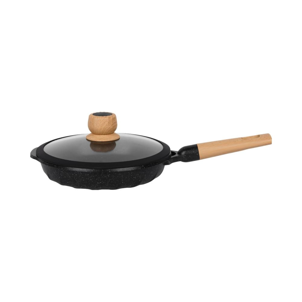 Sartén 24cm Antiadherente con Tapa Multiuso Cocina Negro