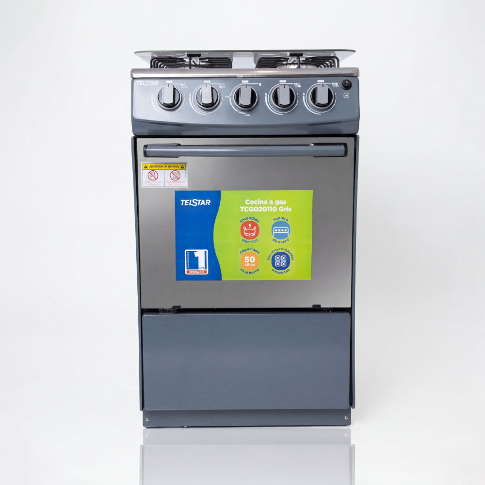 Cocina a Gas Telstar TCG020110 20 pulgadas  4 Hornillas Gris