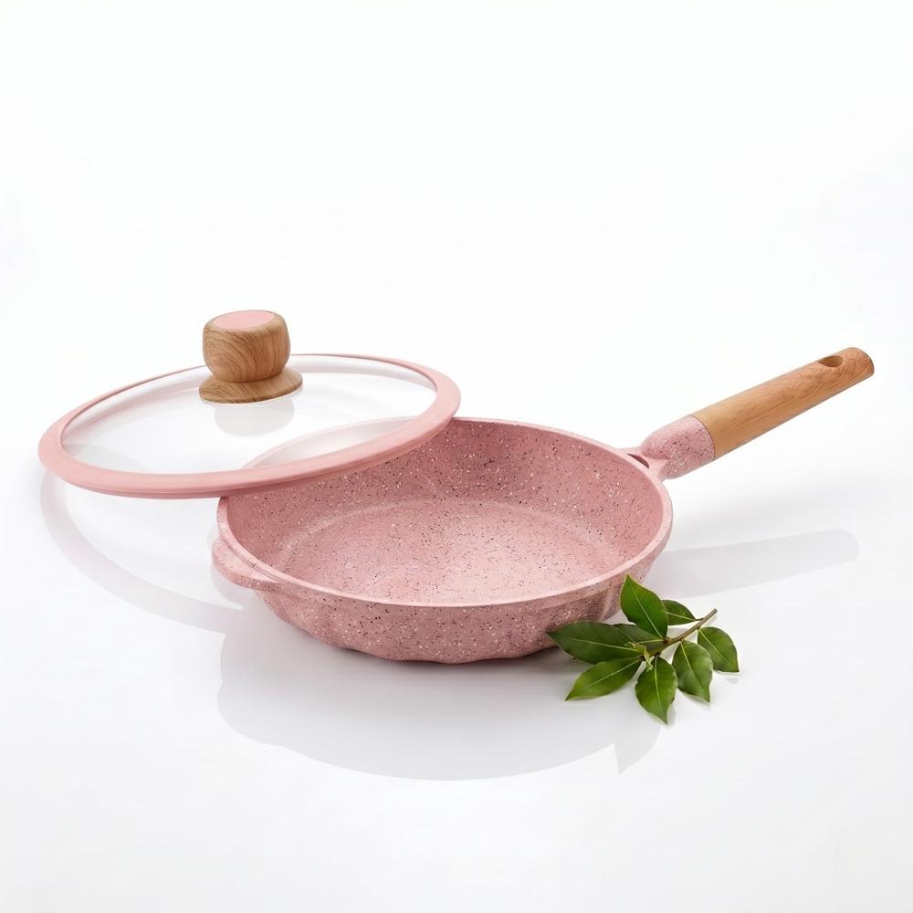 Sartén AlemanGrunf 22cm con Revestimiento Marmolado Rosado