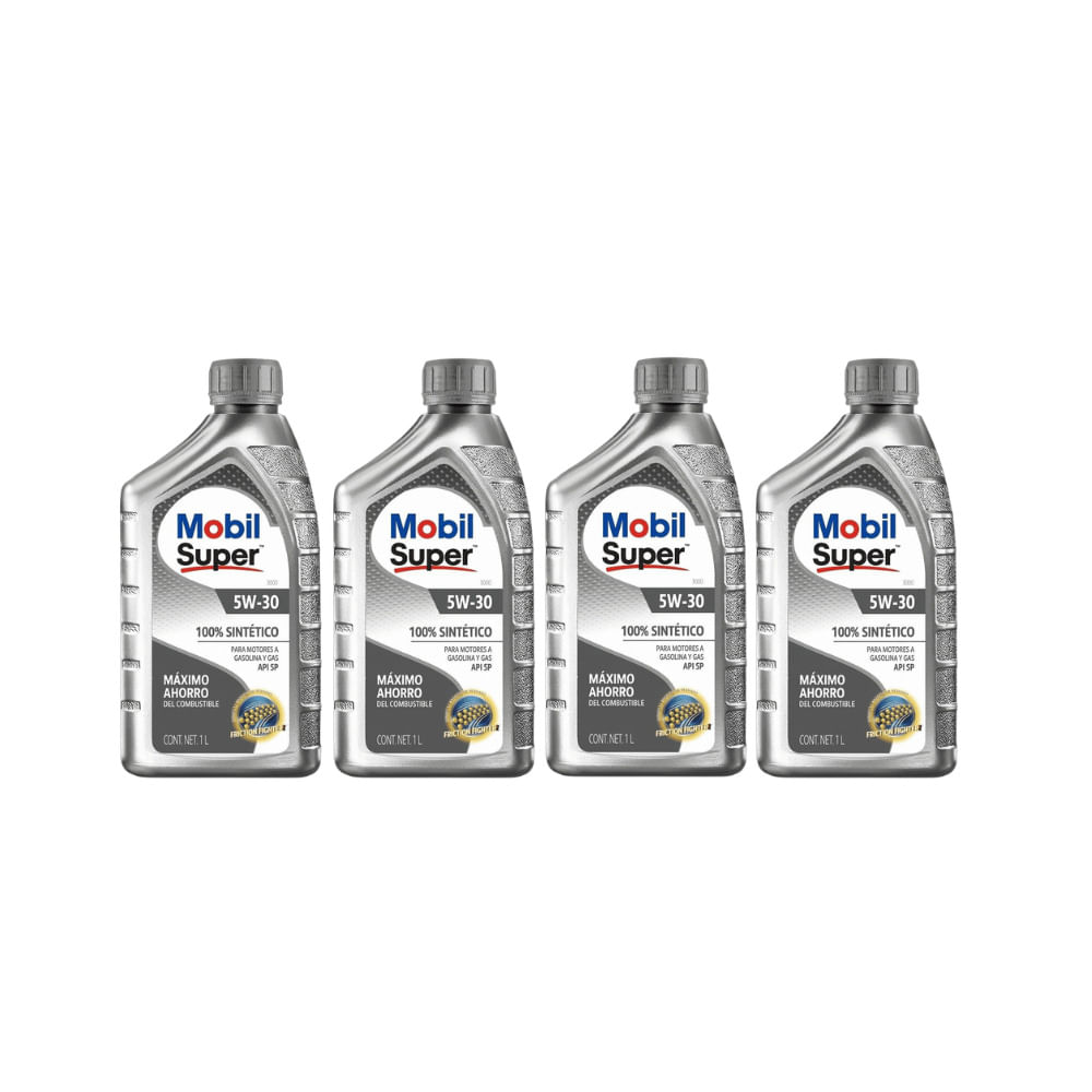 Aceite de Motor Mobil Super 3000 5W-30 Sintético Kit 4 Litros