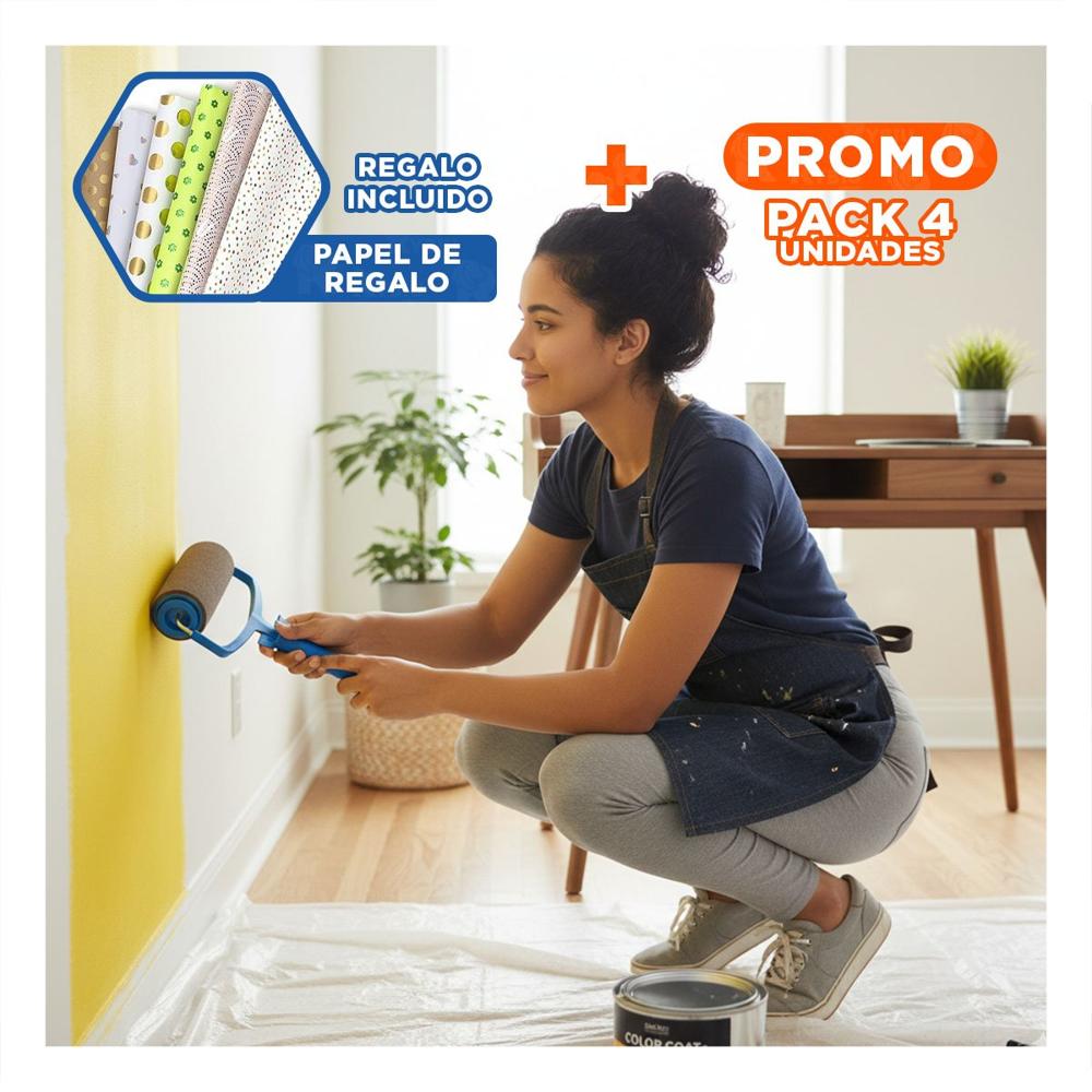 Pack4 Aplicador para Pintar Diferentes Texturas Eficiente y Practico Azul Negro Y+Papel Regalo