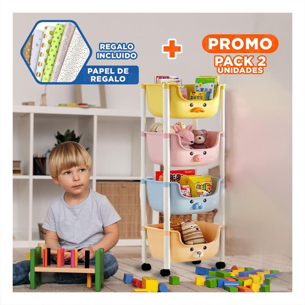 Pack2 Estructura Kawaii 4 Niveles Estilo Tierno y Funcional 4 Personajes Y+Papel Regalo