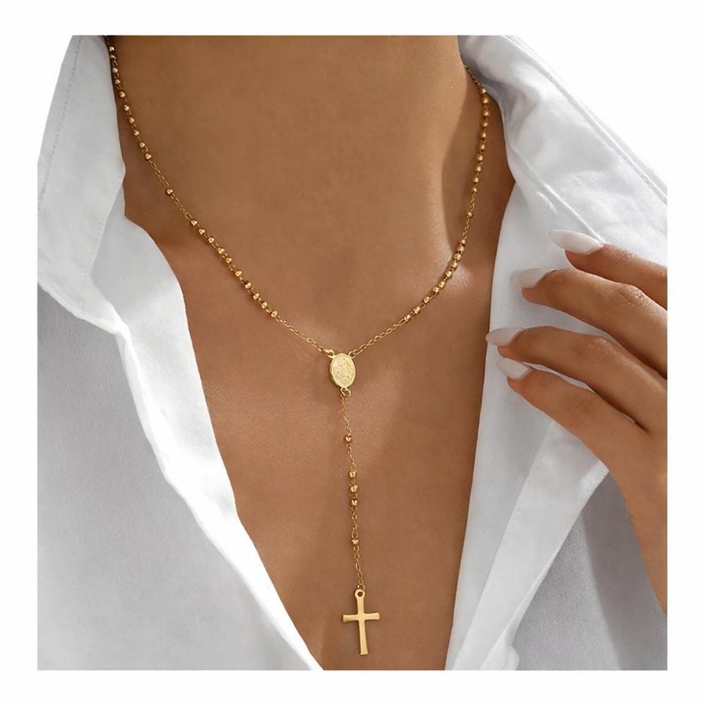Collar Rosario Dorado Luz Divina Para Dama