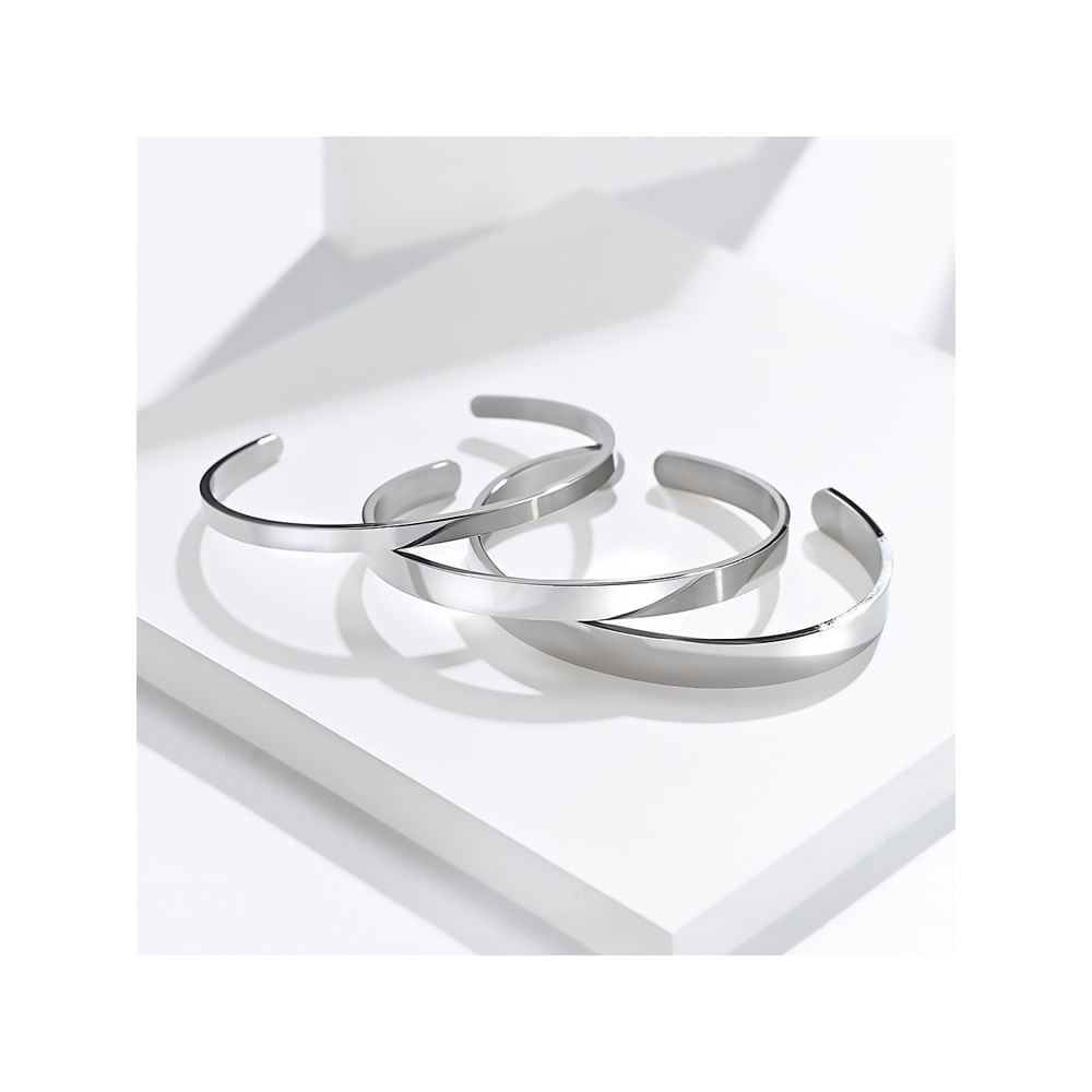 Pulsera Brazalete Minimalista Unisex plateado