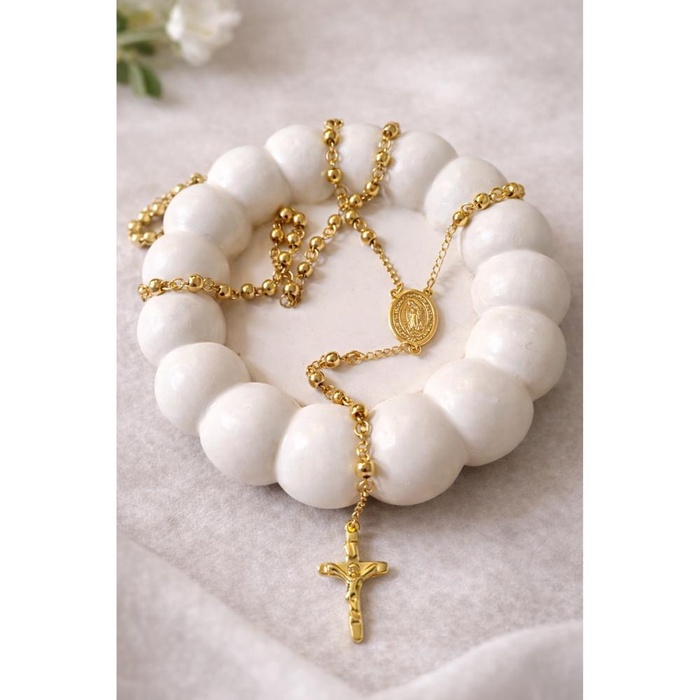Collar Rosario Dorado Luz Divina Para Caballero