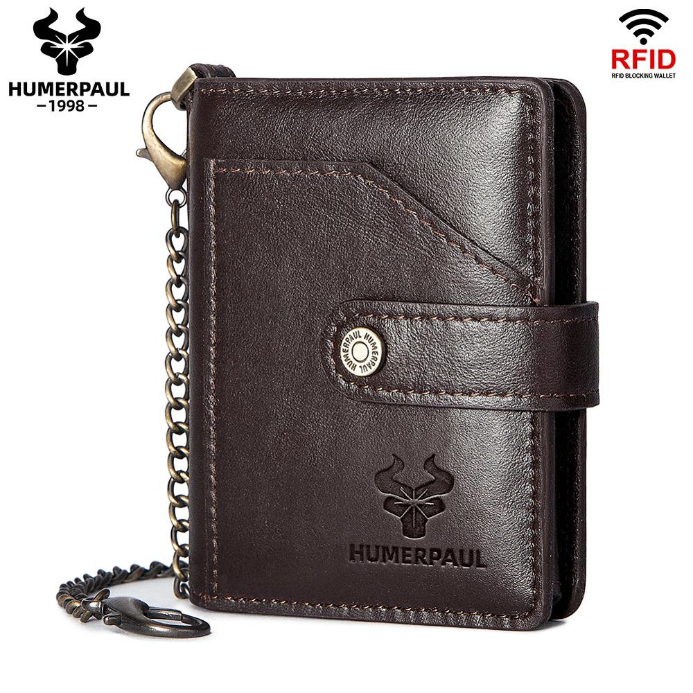 Billetera y Tarjetero de Cuero Vacuno BP981 CAFÉ con Cadena RFID