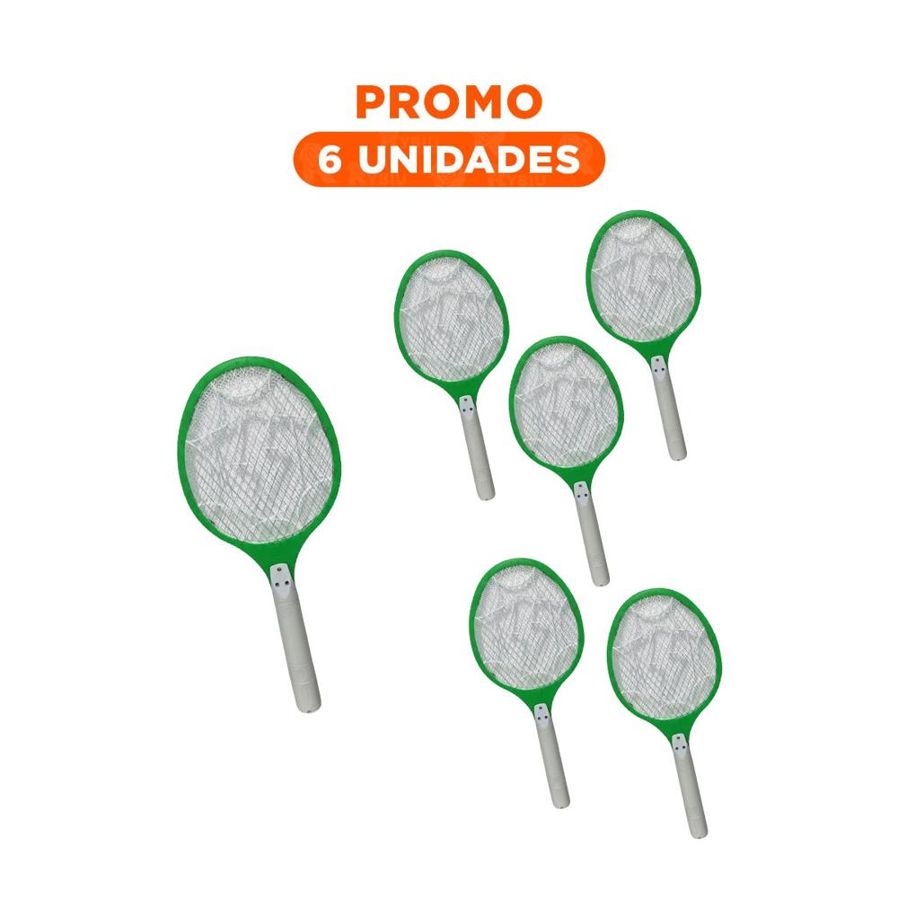Pack6 Pala Mosquitera Electrica Compacta para Casa Patio y Jardin Verde