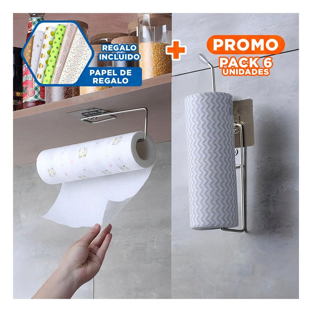 Pack6 Soporte Vertical de Papel Toalla Individual Diseno Compacto Cocina Hogar Y+Papel Regalo