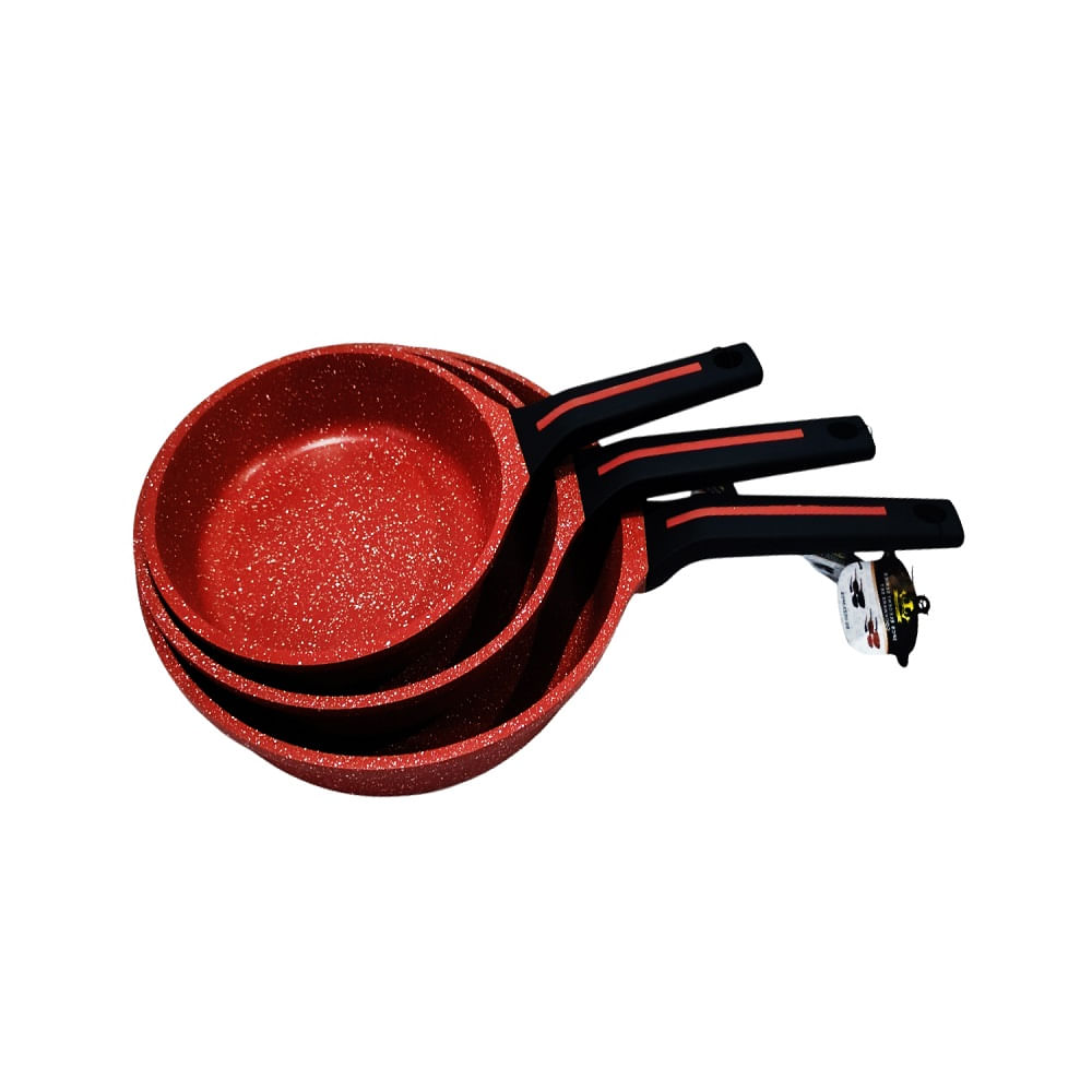Set de Sartenes 20, 24 y 28 cm SUPREMA Cerámico Antiadherente Rojo