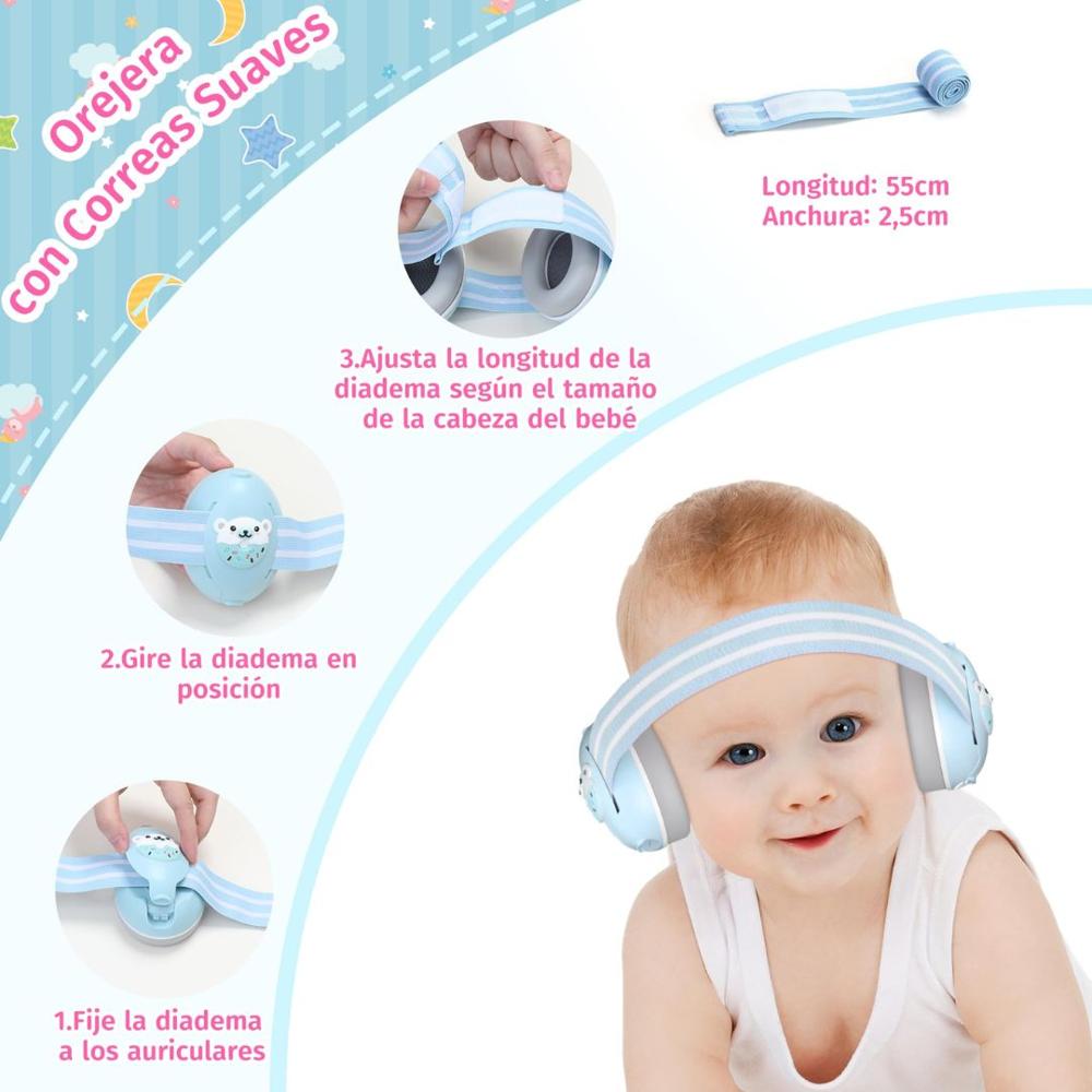 Audífonos Anti ruido 2 en 1 para Bebes Niños celeste