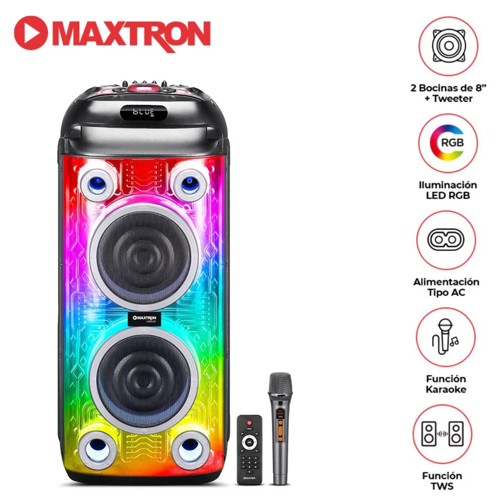 Torre de Sonido Maxtron Mx 806 Circuit 02 Bocinas 8 pulgadas 01 Micro Función DSP