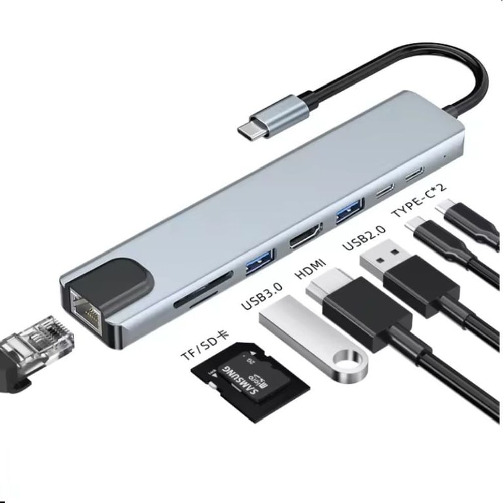 ADAPTADOR TIPO C - 8 EN 1 HDTV 4K