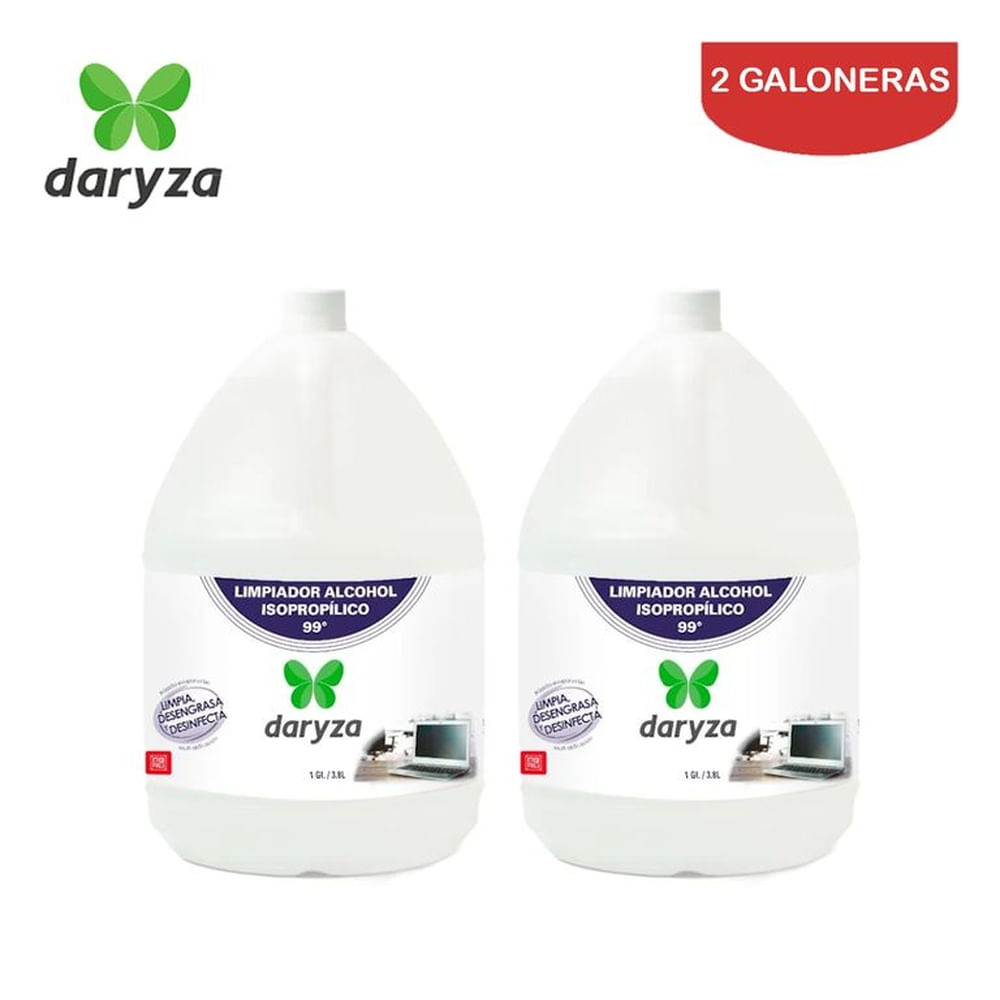 Alcohol isopropílico 99° galón DARYZA. Pack 2 galoneras