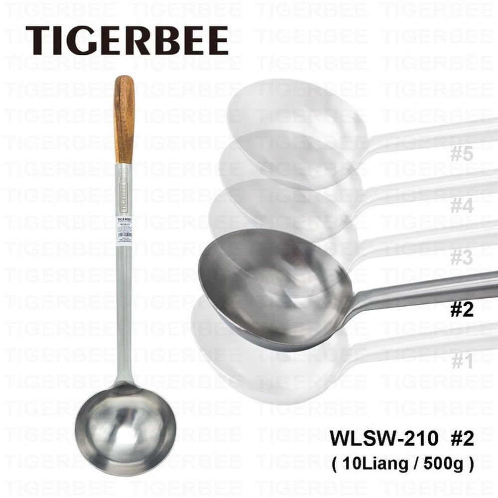 CUCHARON DE ACERO INOX CON MANGO DE MADERA 500gr