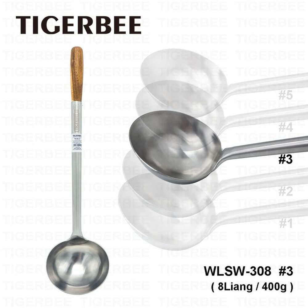 CUCHARON DE ACERO INOX CON MANGO DE MADERA 400gr
