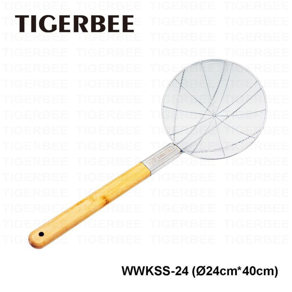 COLADOR DEALAMBRE DE ACERO INOX CON MANGO DE MADERA DE 24 CM