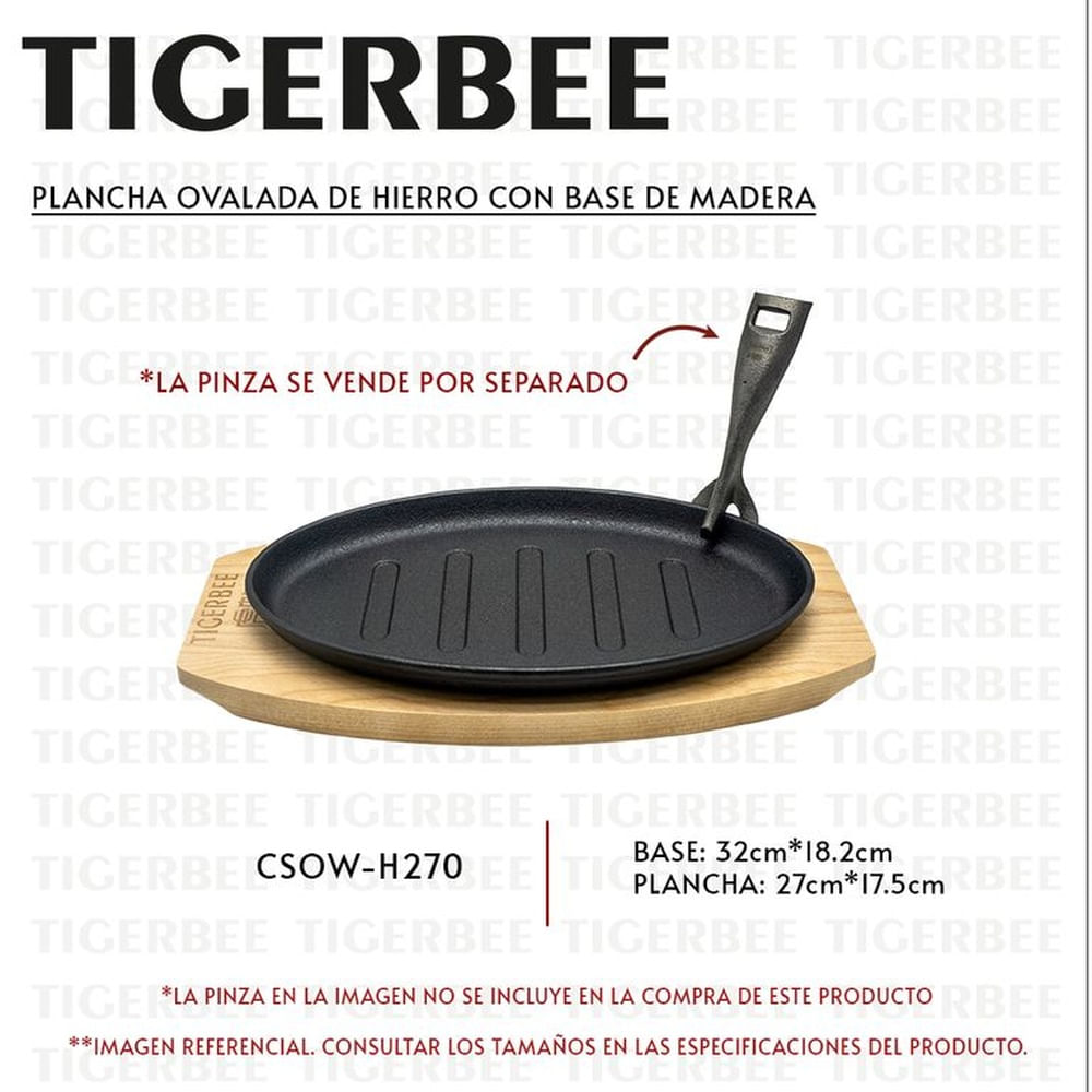 PLANCHA OVALADA DE HIERRO CON BASE DE MADERA