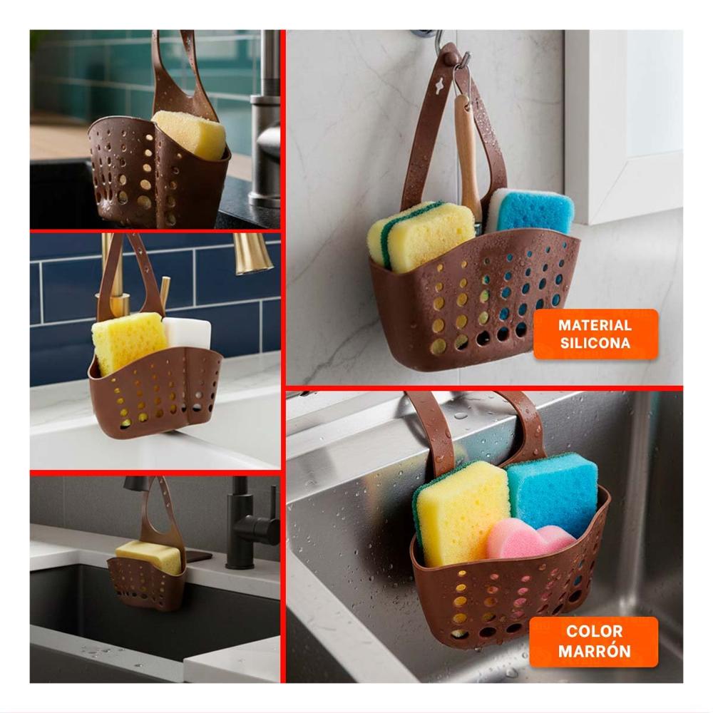 Portaobjetos Colgante Marron para Organizar Productos de Bano 19x15cm