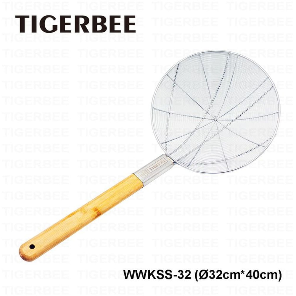 COLADOR DEALAMBRE DE ACERO INOX CON MANGO DE MADERA DE 32 CM