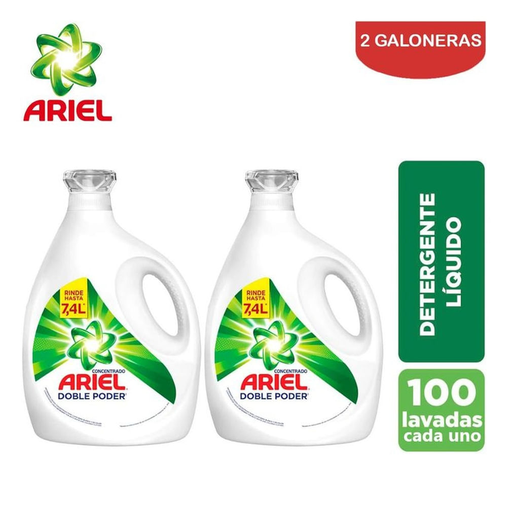 Detergente líquido concentr. 3.7 litros ARIEL Pack 2 galones