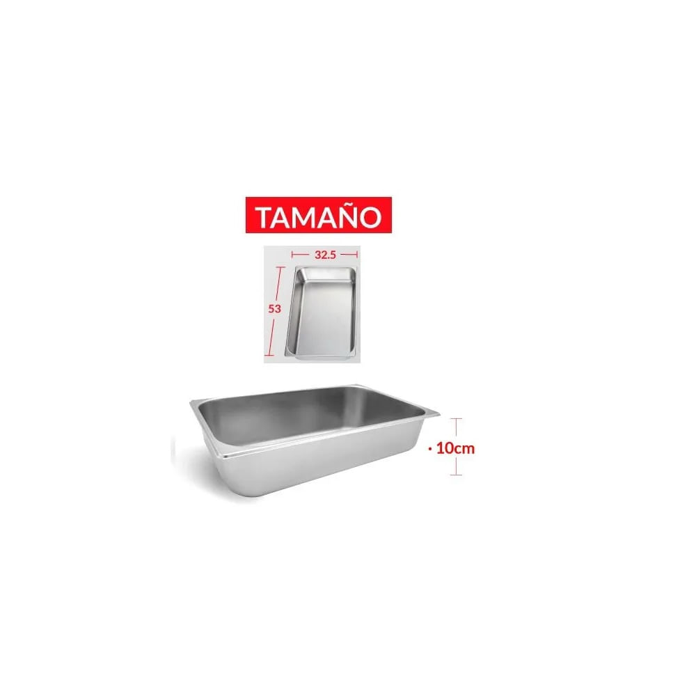 BANDEJA GASTRONÓMICA DE ACERO 53 cm x 32.5 x 10 cm