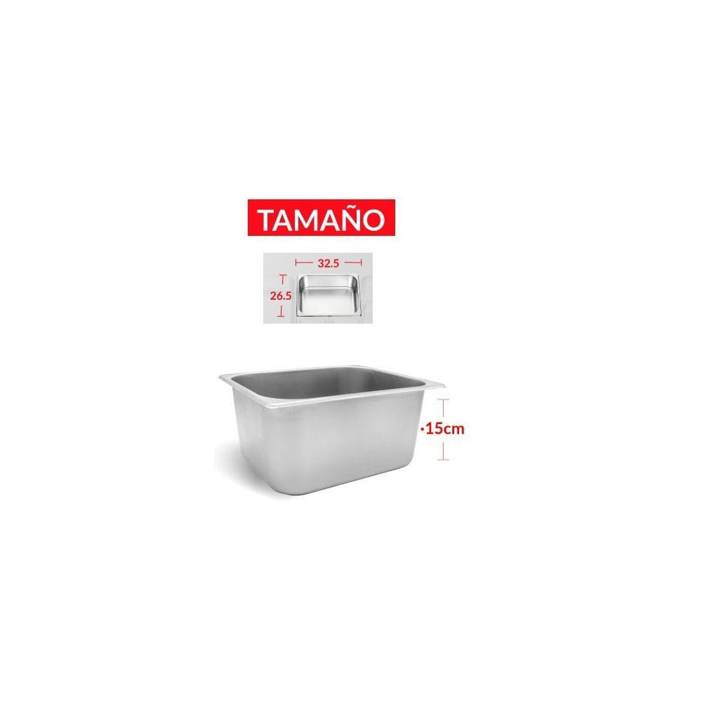 BANDEJA GASTRONÓMICA DE ACERO 26 cm x 32.5 x 15 cm