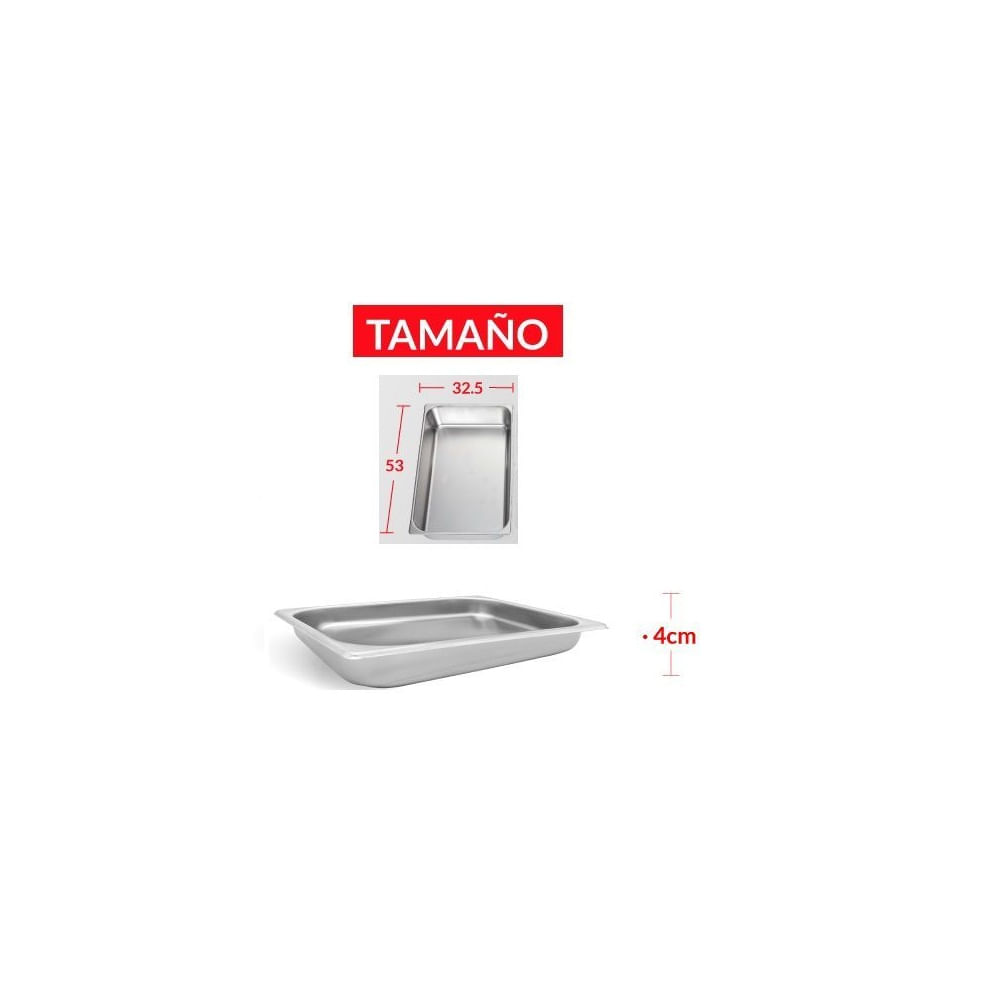 BANDEJA GASTRONÓMICA DE ACERO 53 cm x 32.5 x 4 cm