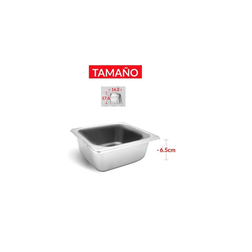 BANDEJA GASTRONÓMICA DE ACERO 17.6 cm x 16.2 x 6.5 cm