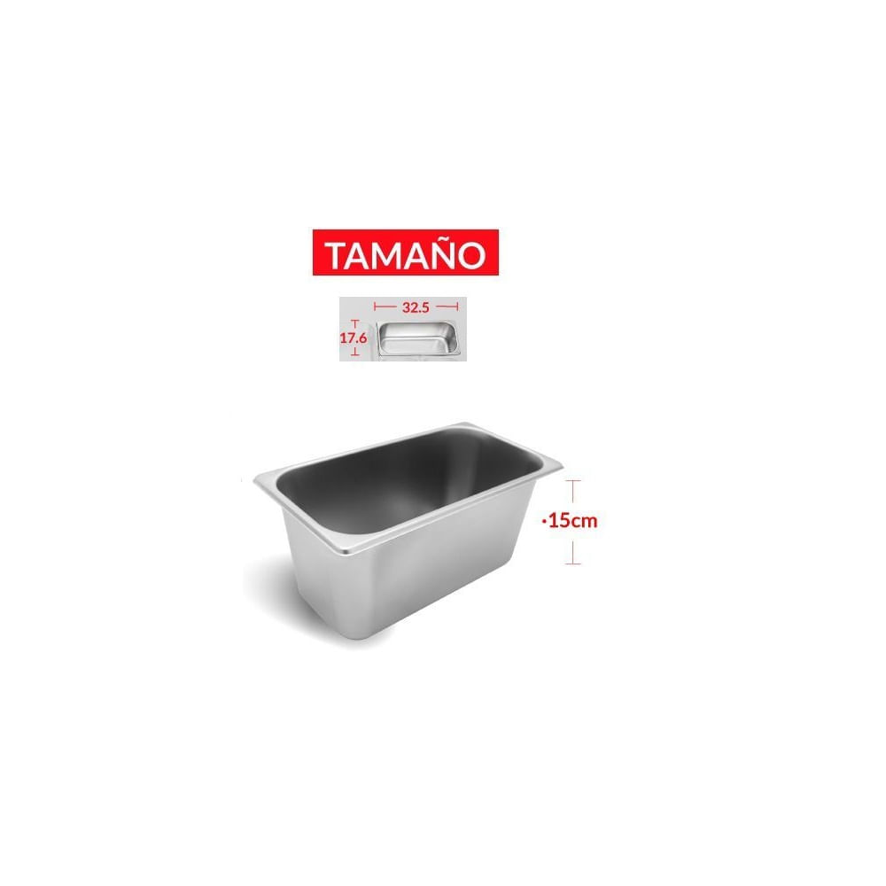 BANDEJA GASTRONÓMICA DE ACERO 32.5 cm x 17.6 x 15 cm