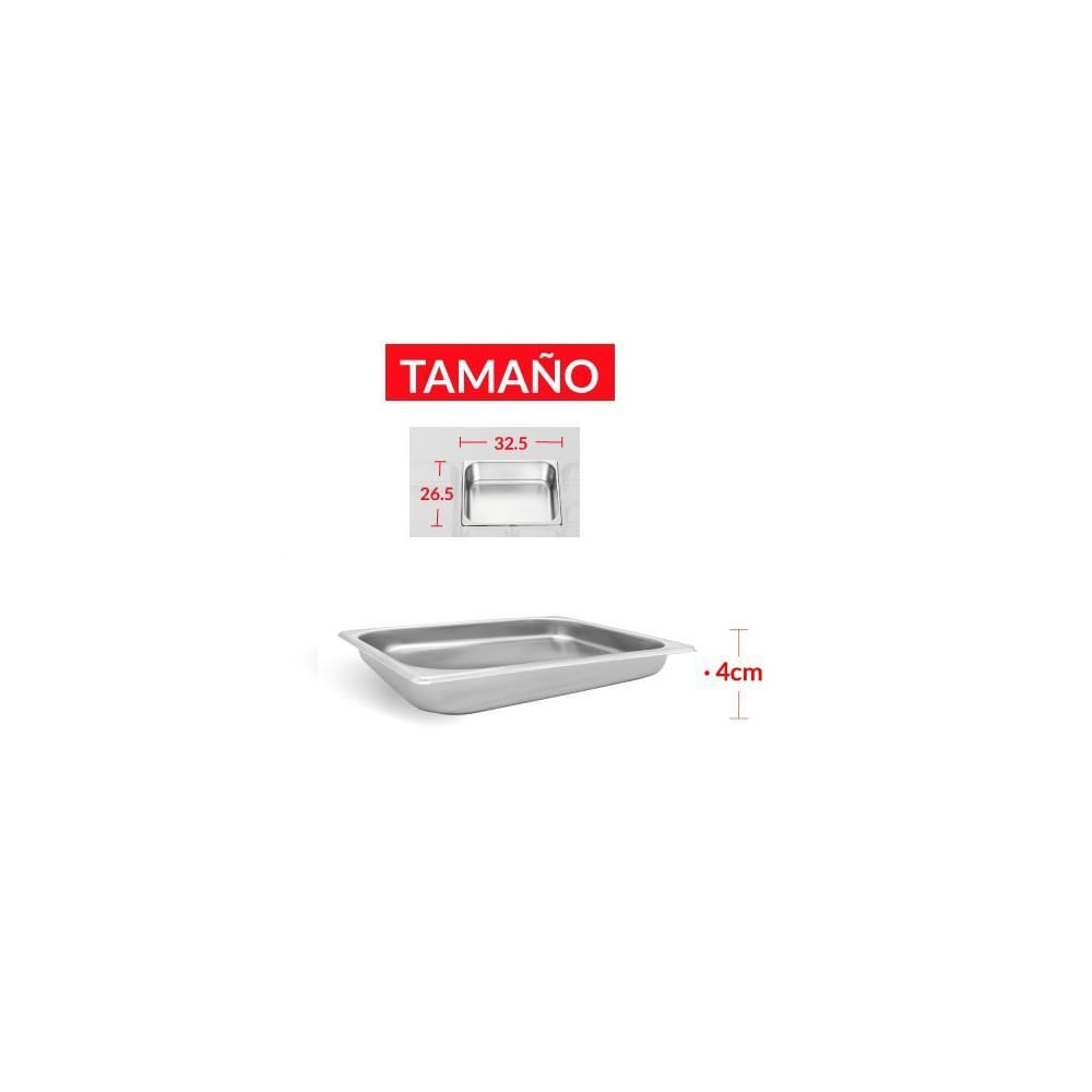 BANDEJA GASTRONÓMICA DE ACERO 26 cm x 32.5 x 4 cm
