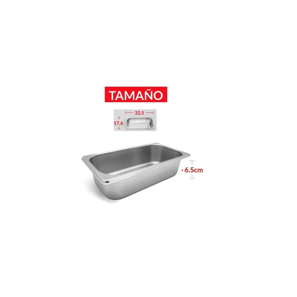 BANDEJA GASTRONÓMICA DE ACERO 32.5 cm x 17.6 x 6.5 cm