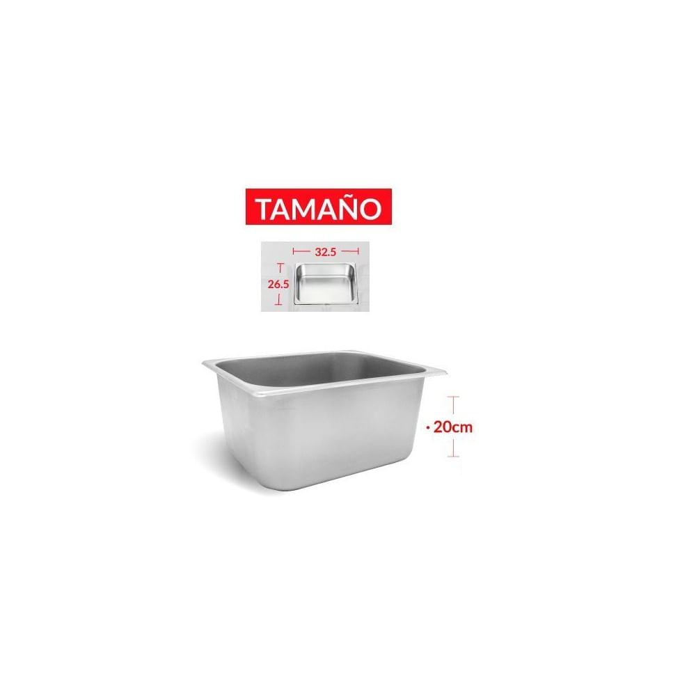 BANDEJA GASTRONÓMICA DE ACERO 26 cm x 32.5 x 20 cm