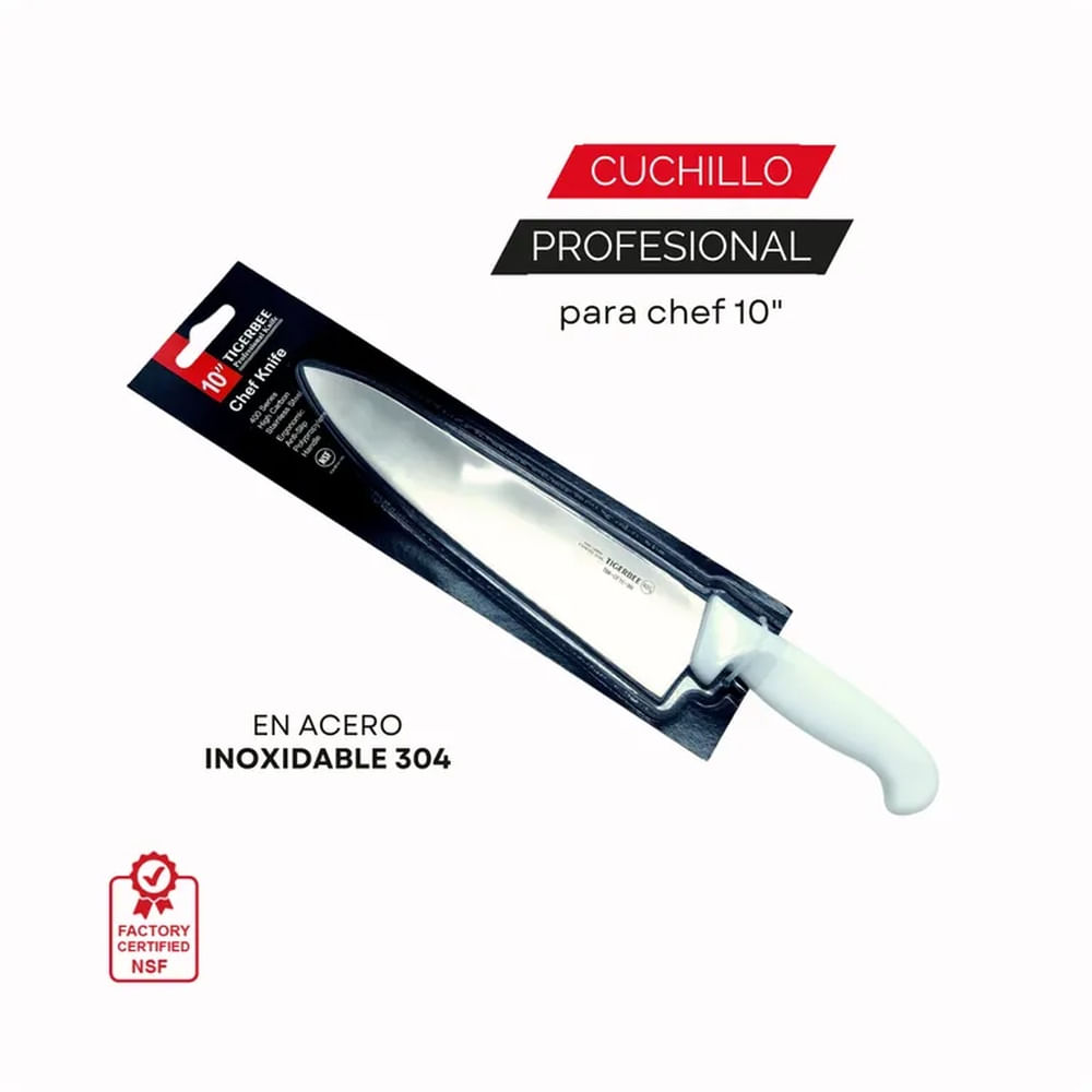 Cuchillo de Chef con mango Blanco 10¨