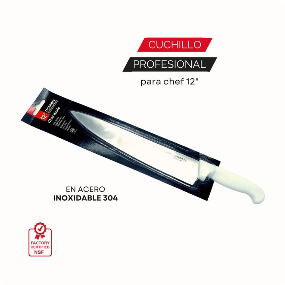 Cuchillo para Chef con mango Blanco 12¨