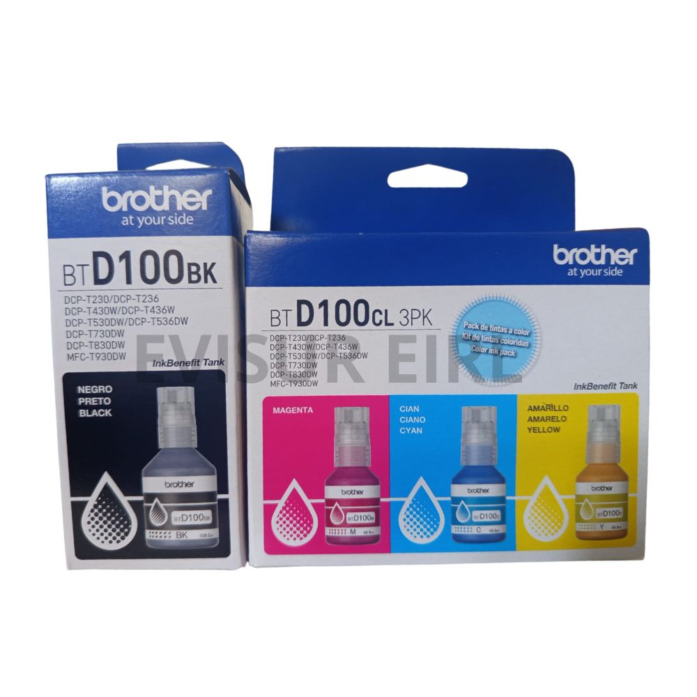 TINTAS BROTHER BTD100 PACK COMPLETO 4 UND